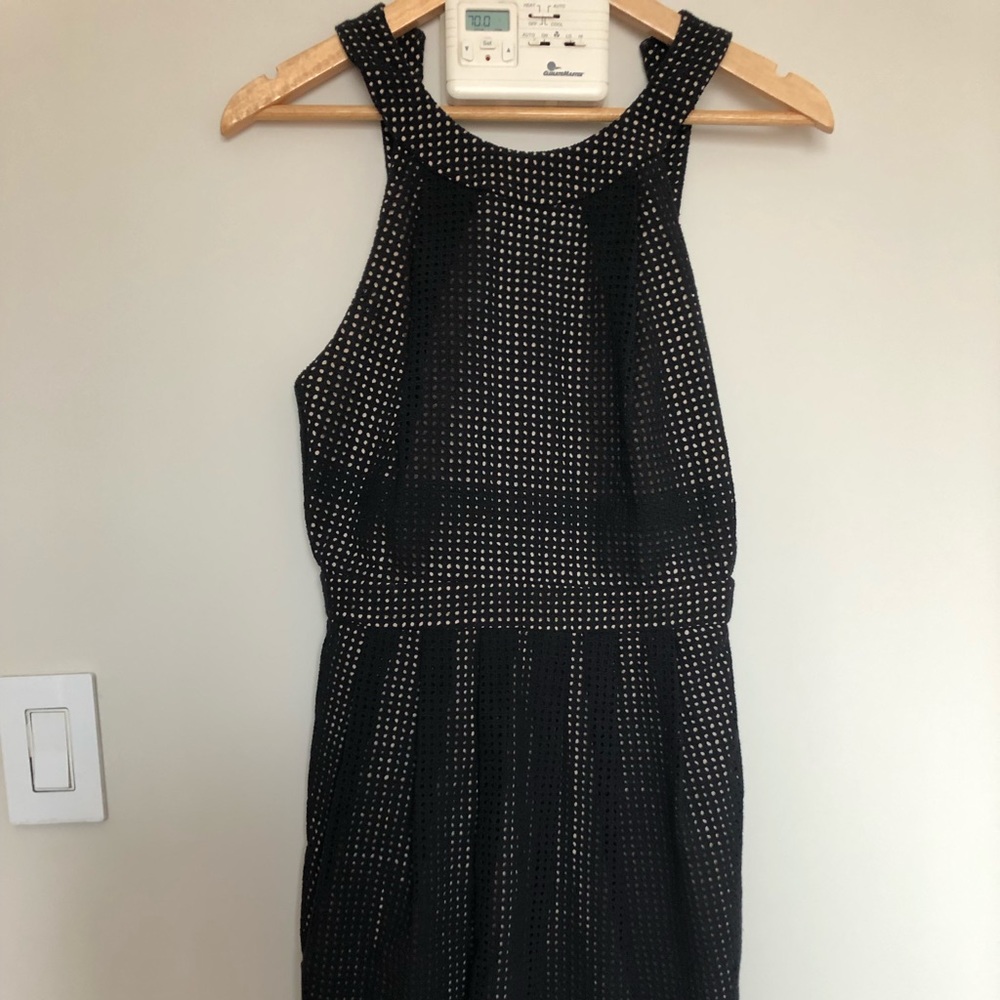 Black round neck perforated dress